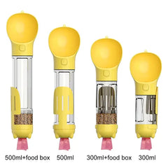 Portable Cat Dog Water Bottle Food Feeder Drinking Poop Dispenser 3 In 1