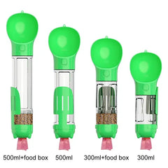 Portable Cat Dog Water Bottle Food Feeder Drinking Poop Dispenser 3 In 1